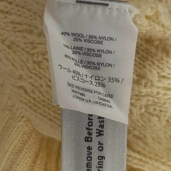 NWT J Crew Cream Crew Neck Flair Sleeve Wool Knit Sweater - Picture 7 of 7